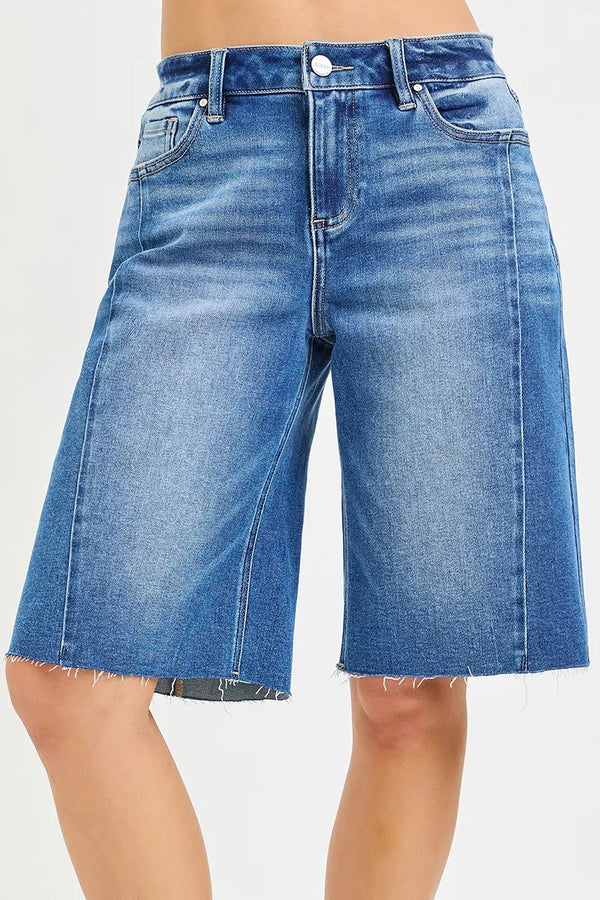 Raw Hem Slouchy Seamed Denim Jorts