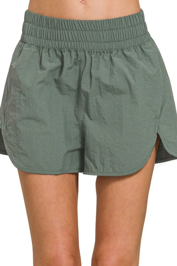 Windbreaker Smocked Waistband Running Shorts