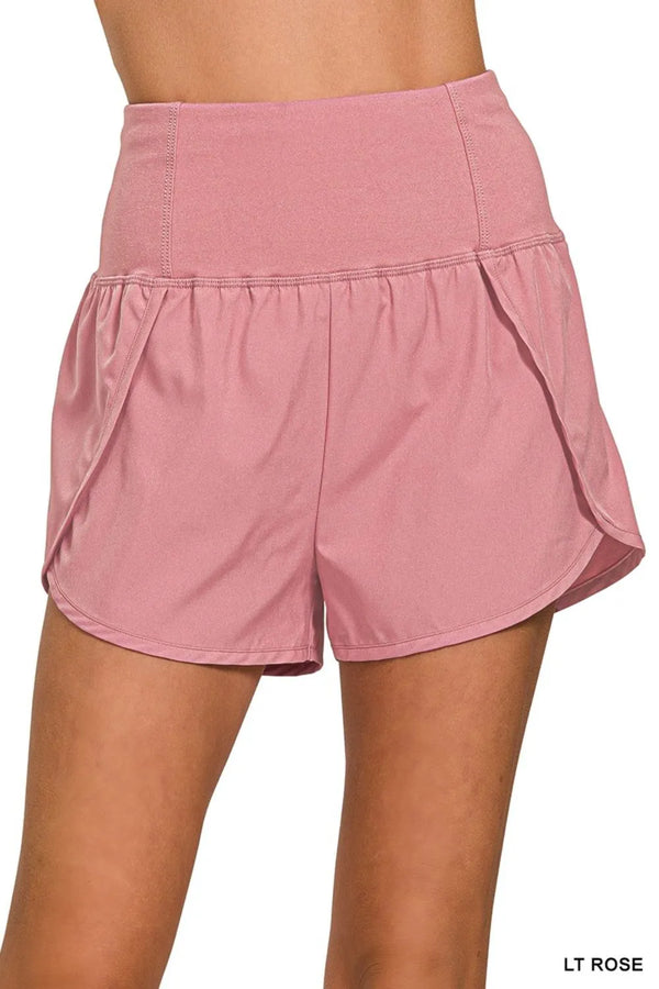 High Waisted Running Shorts with Zippered Back Pocket