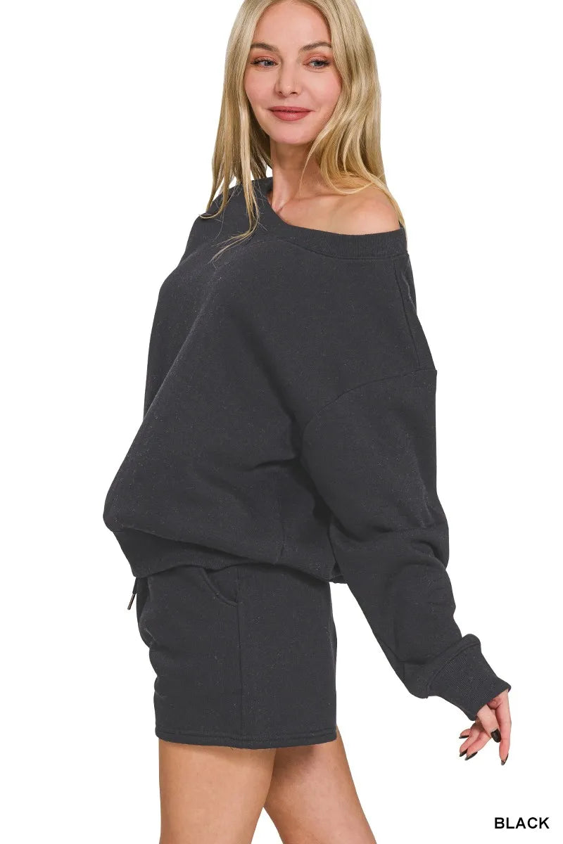 Zenana Fleece Boat Neck Set Secondary image
