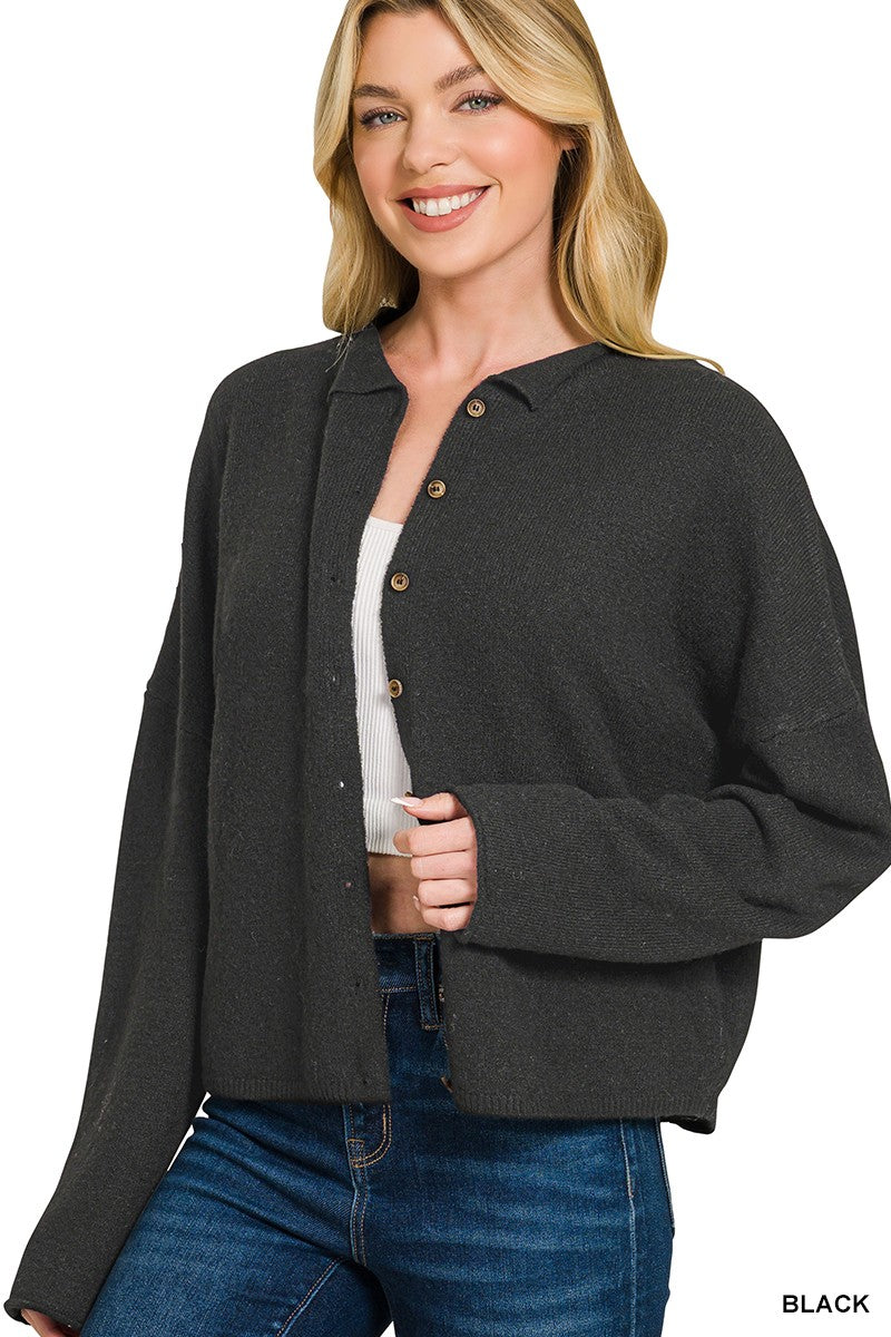 Collared Button-Down Cardigan Sweater Secondary image