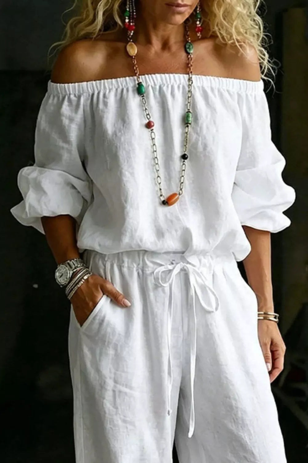 Off-Shoulder Plus Size Set Secondary image