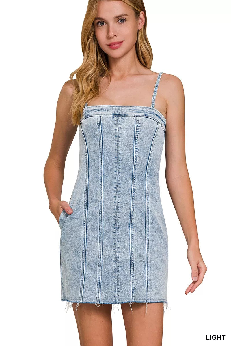 Zenana Spaghetti Strap Exposed Seam Dress Secondary image