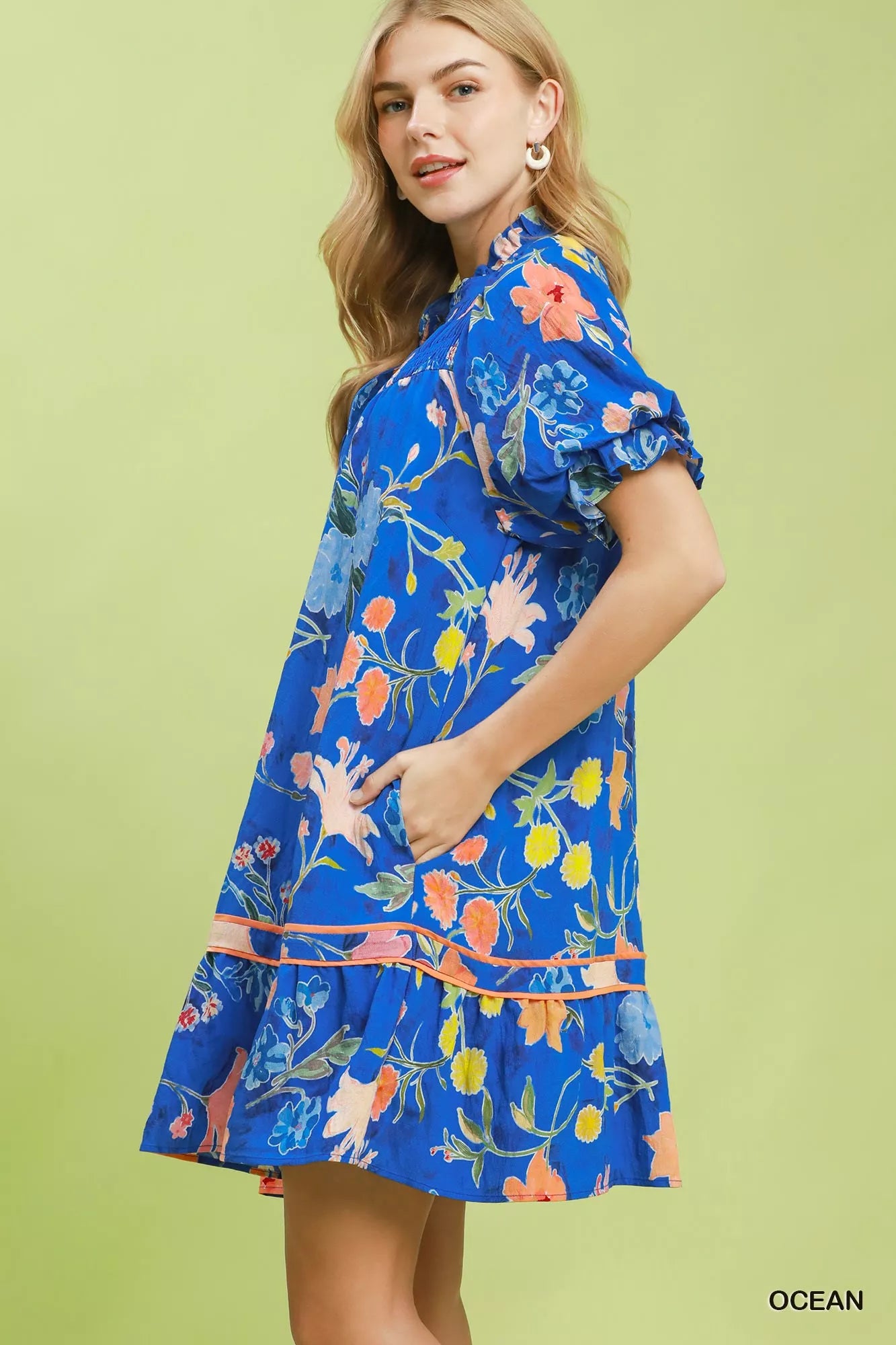 Umgee Floral Ruffle Hem Mini Dress Secondary image