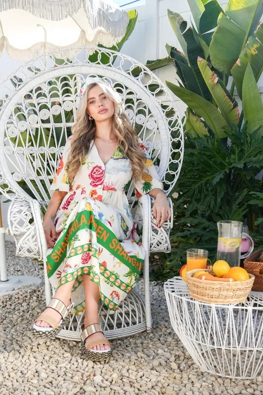 VERY J Button Down Printed Midi Dress Secondary image