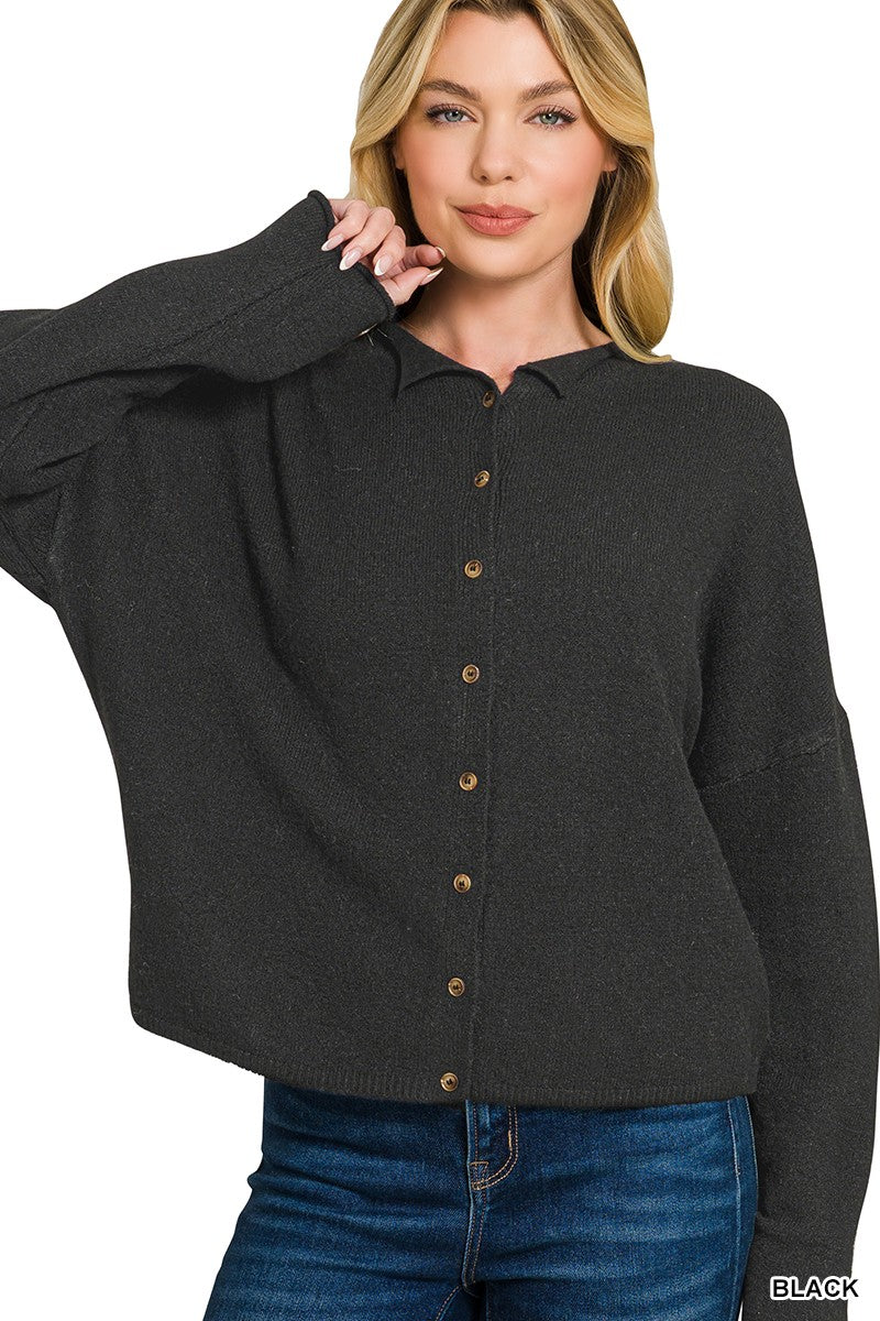 Collared Button-Down Cardigan Sweater Main image