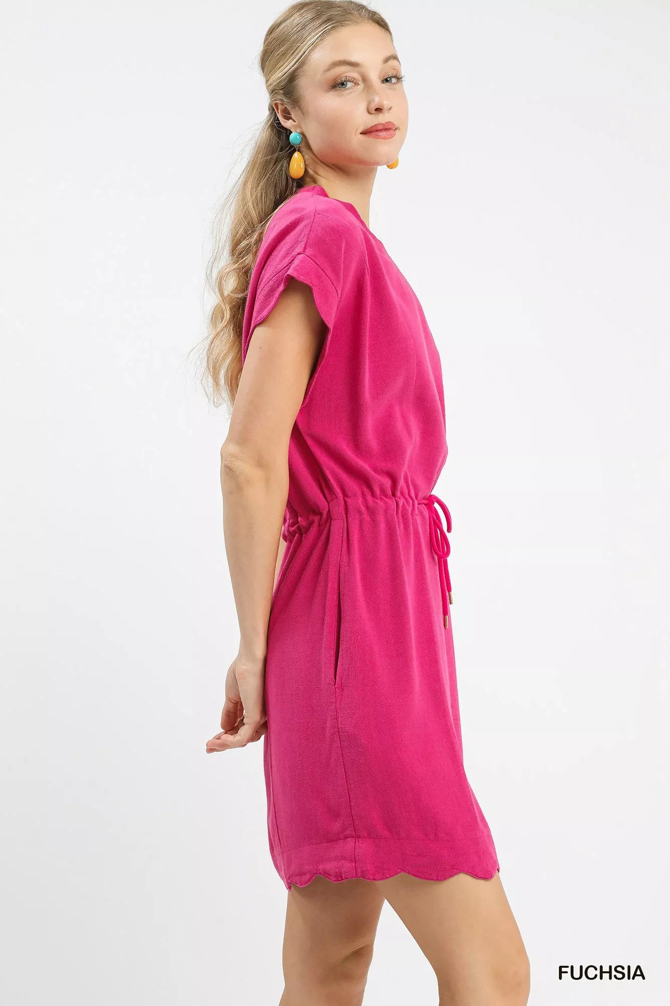 Umgee Linen Blend Scallop Hem Mini Dress Secondary image