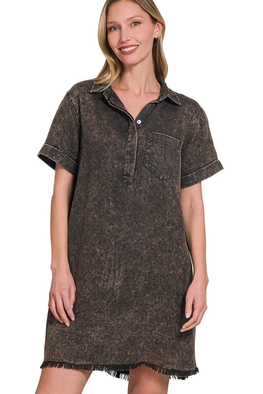 Zenana Tencel Mineral Washed Shirt Dress Secondary image
