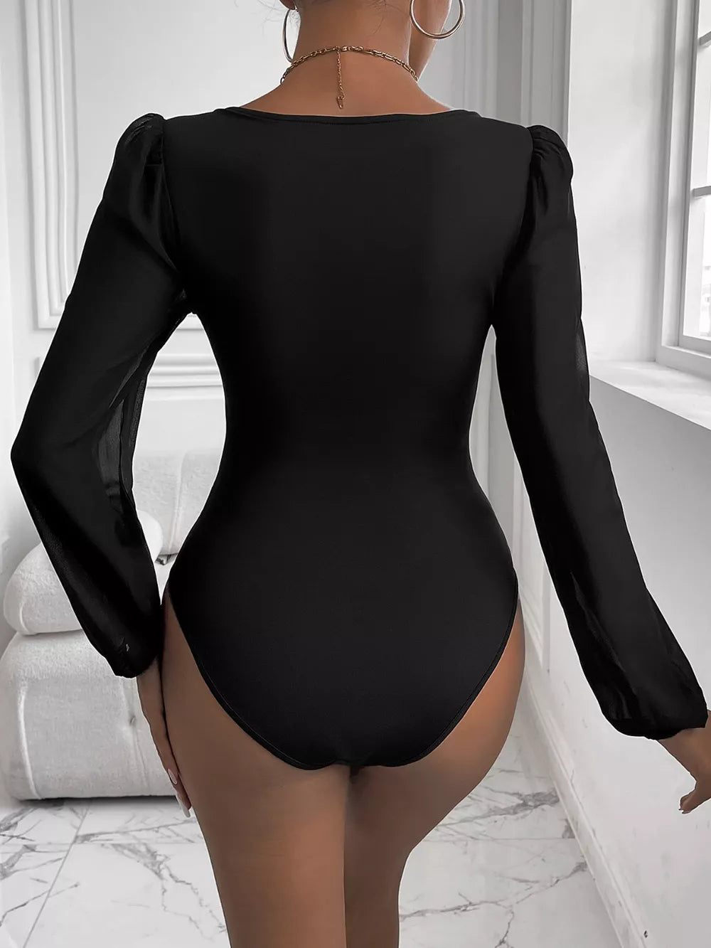 Perfee Sweetheart Neck Long Sleeve Bodysuit Secondary image