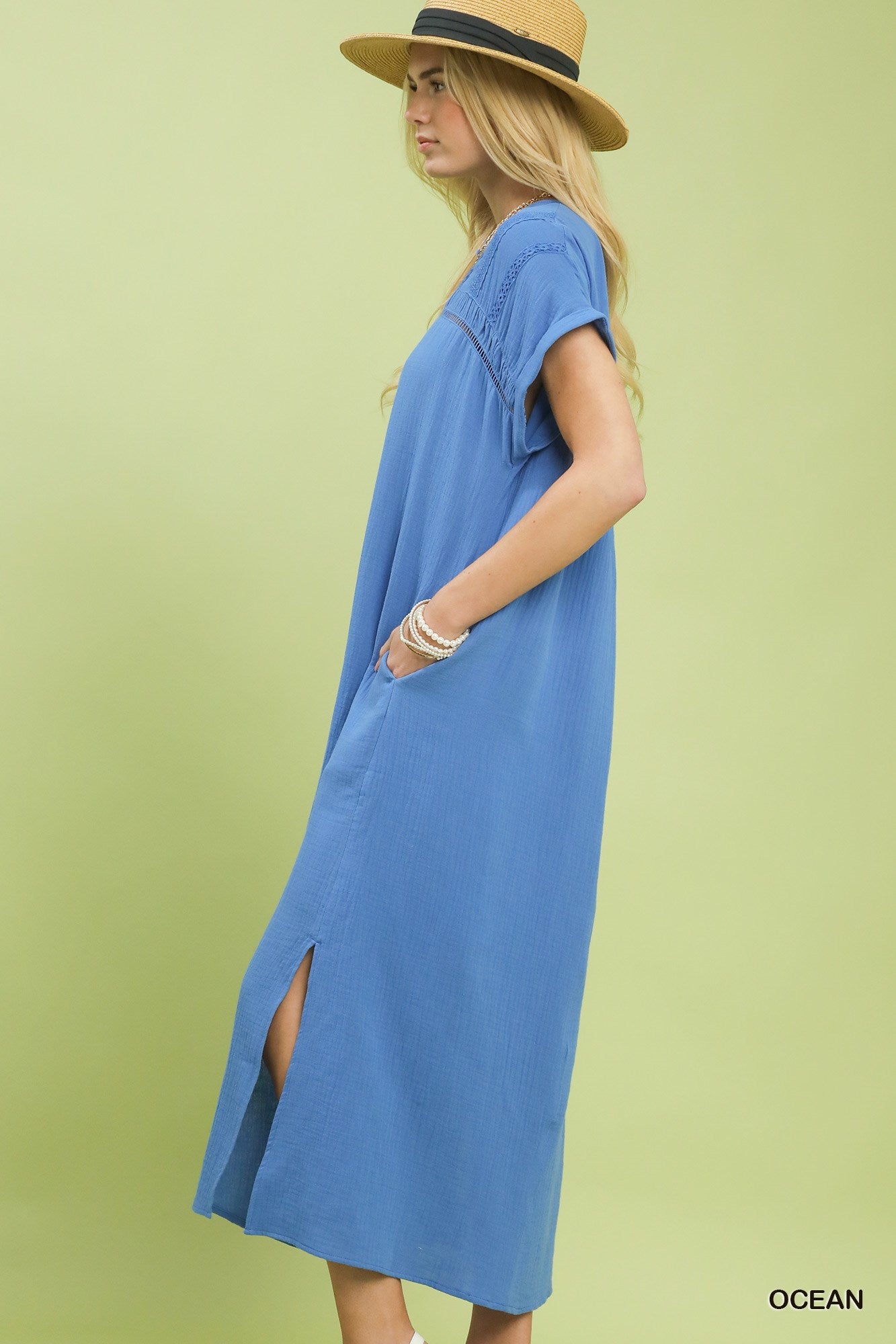 Umgee Button-Front Gauze Midi Dress Secondary image