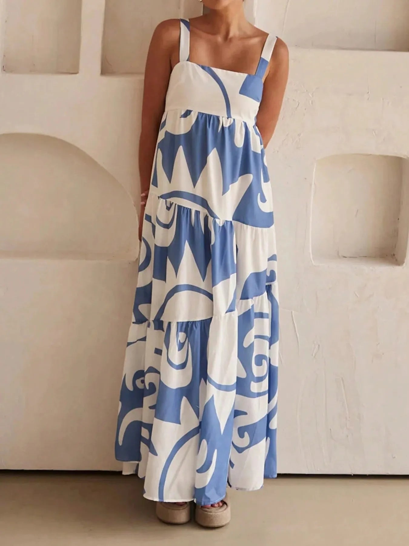 Printed Tiered Square Neck Maxi Dress Secondary image