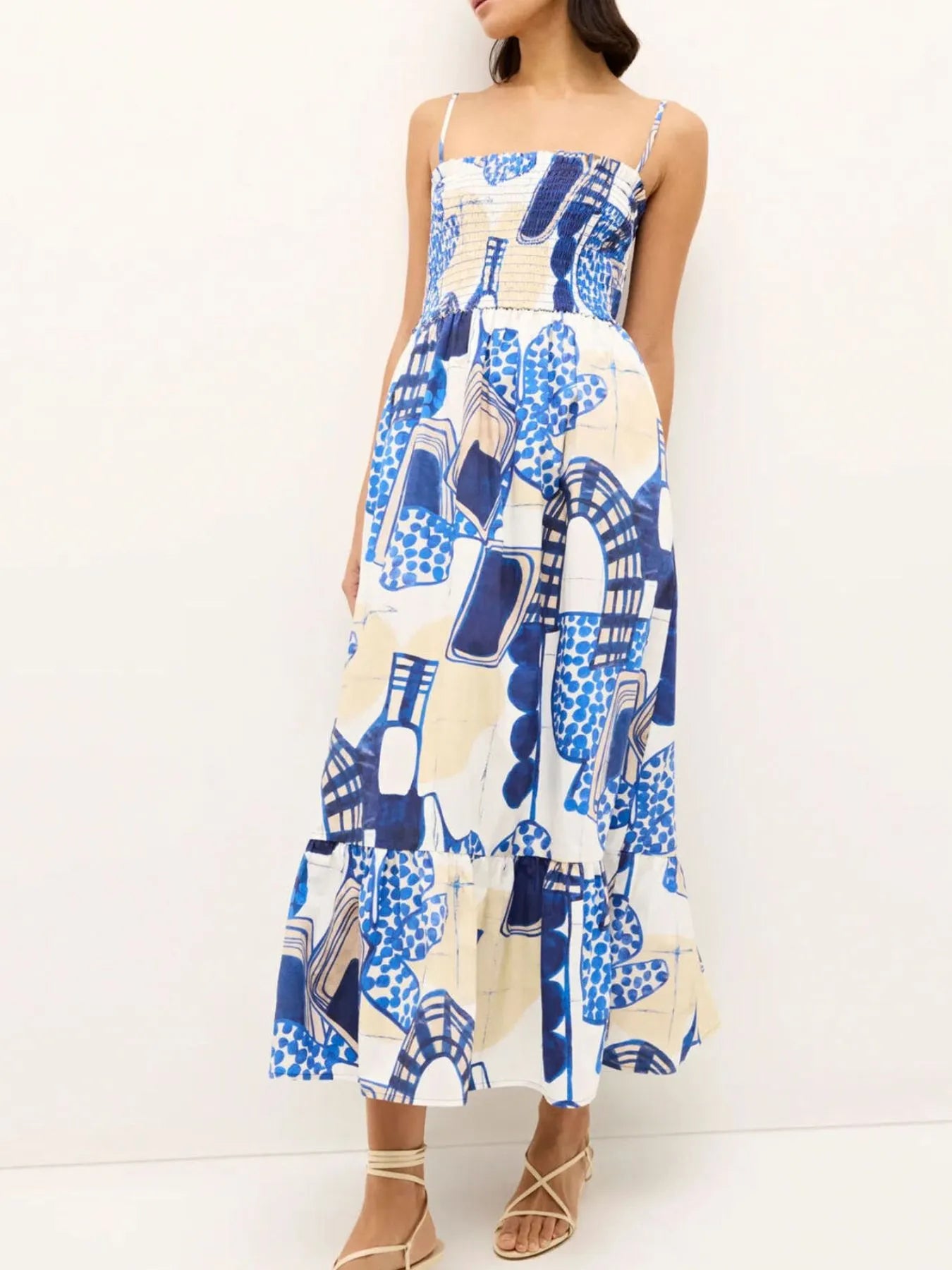 Printed Square Neck Cami Midi Dress Secondary image