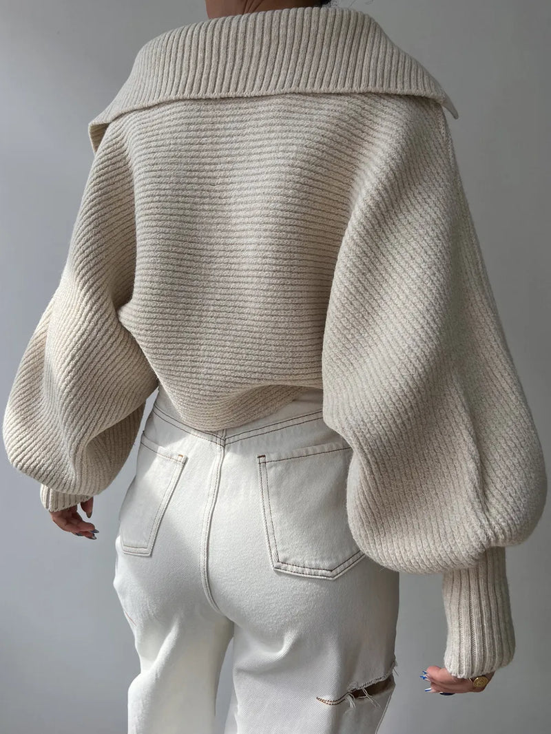 Johnny Collar Long Sleeve Sweater Cozy Fit Secondary image