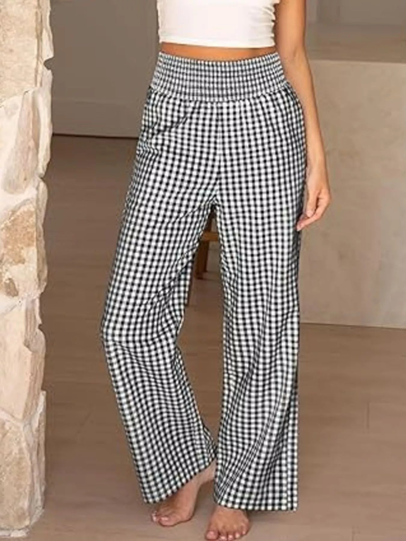 Gingham Wide-Leg Pants Secondary image