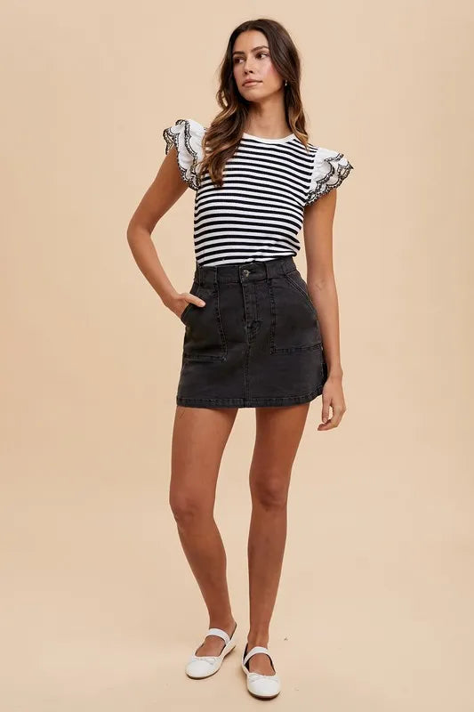 Annie Wear Cargo Denim Mini Skirt Secondary image