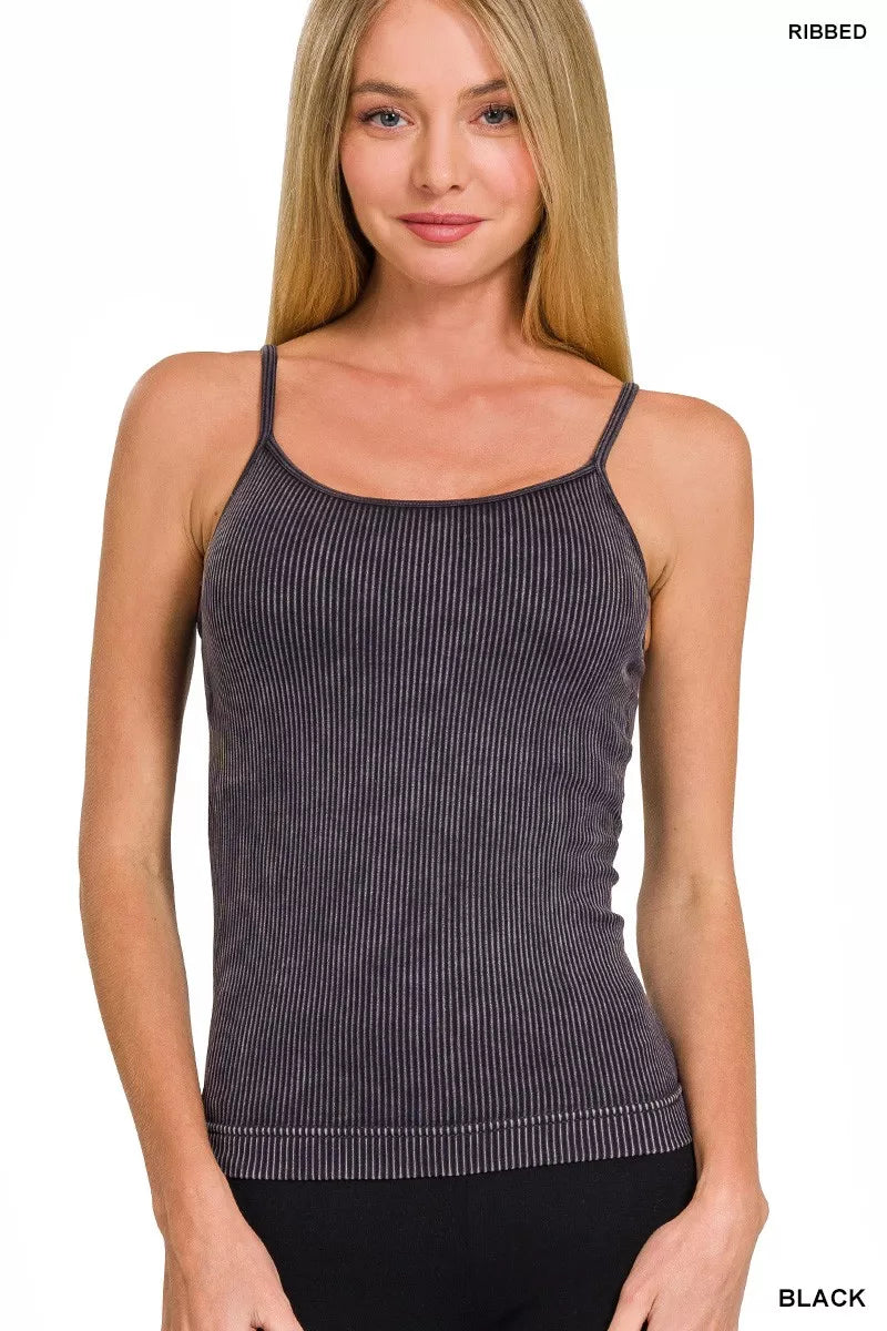 Zenana Stone Washed Ribbed Seamless Tank Top Secondary image