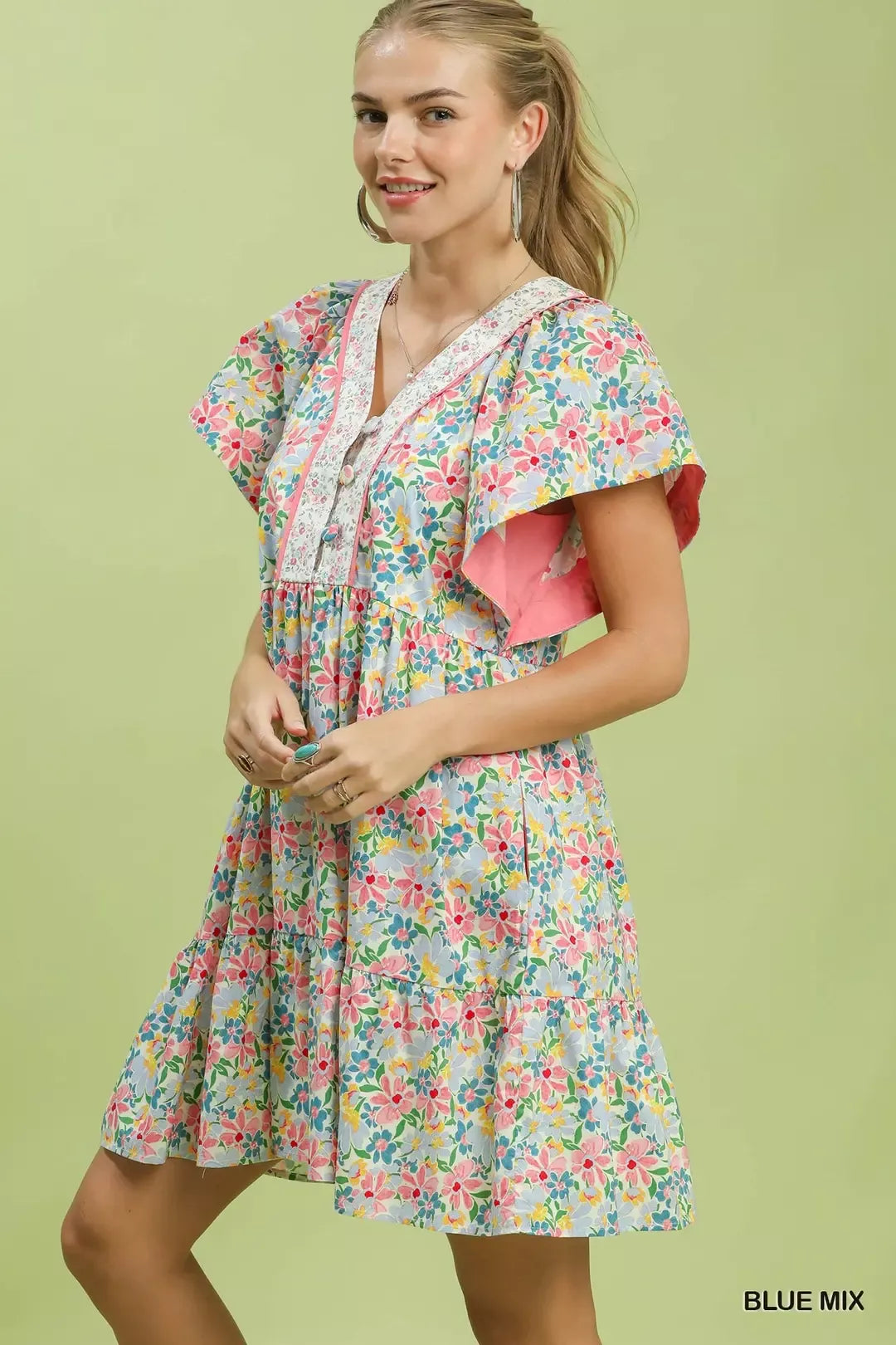 Umgee Floral Tiered Mini Dress Secondary image