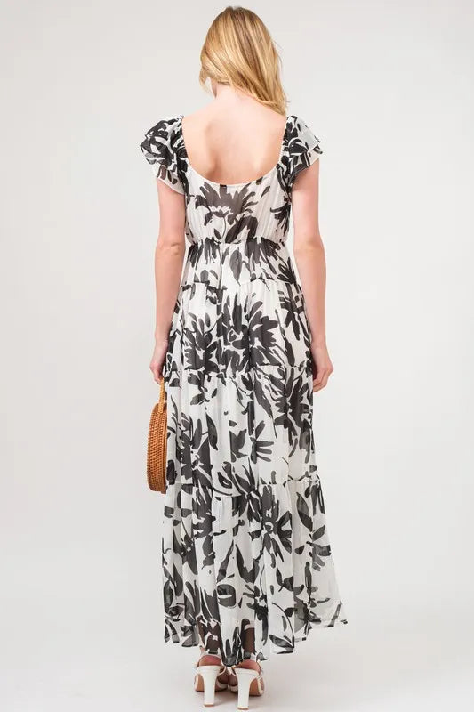 Ruffled Sleeve Tiered Floral Print Maxi Dress Secondary image