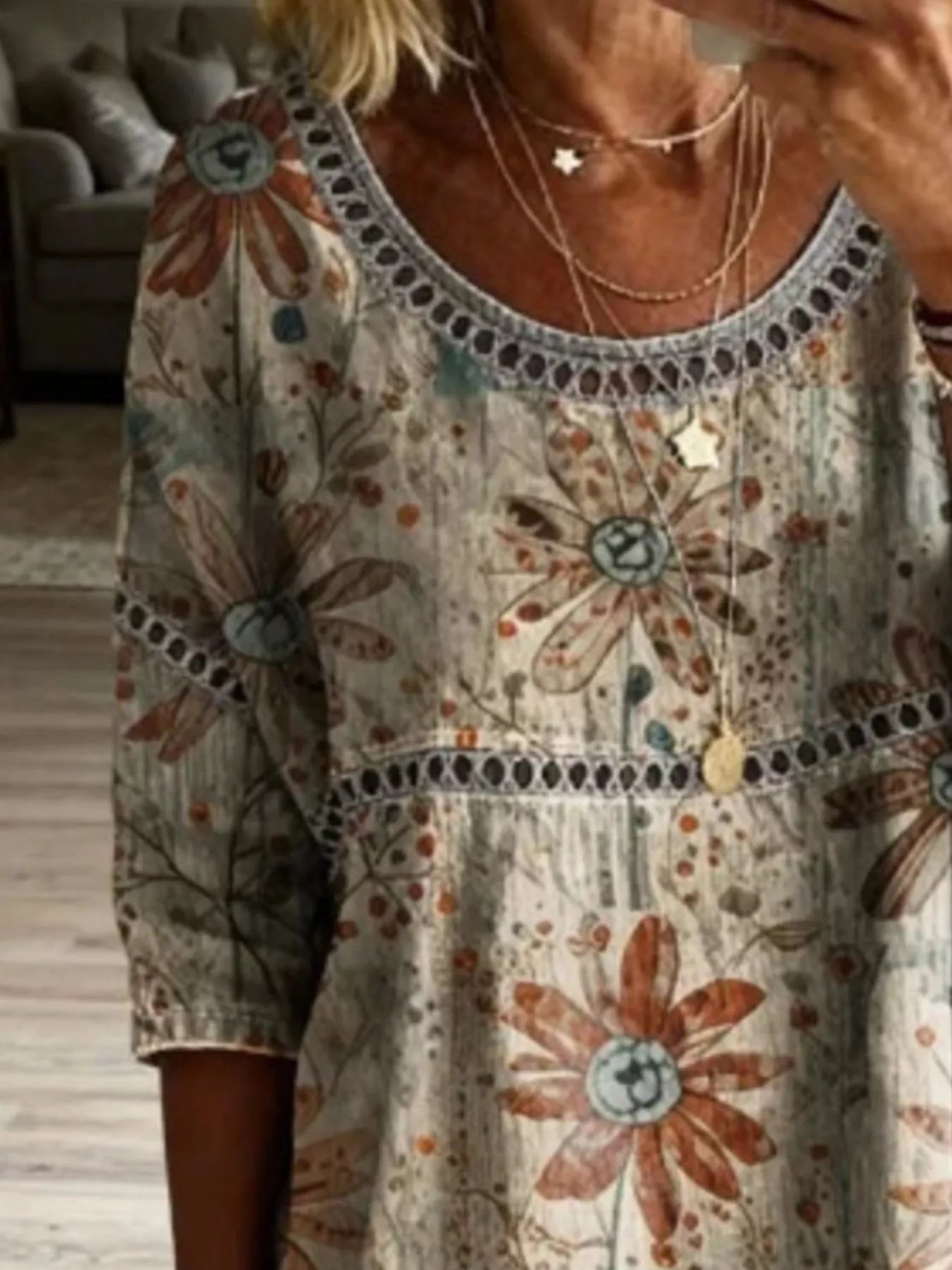 Hollow Out Round Neck Top Secondary image