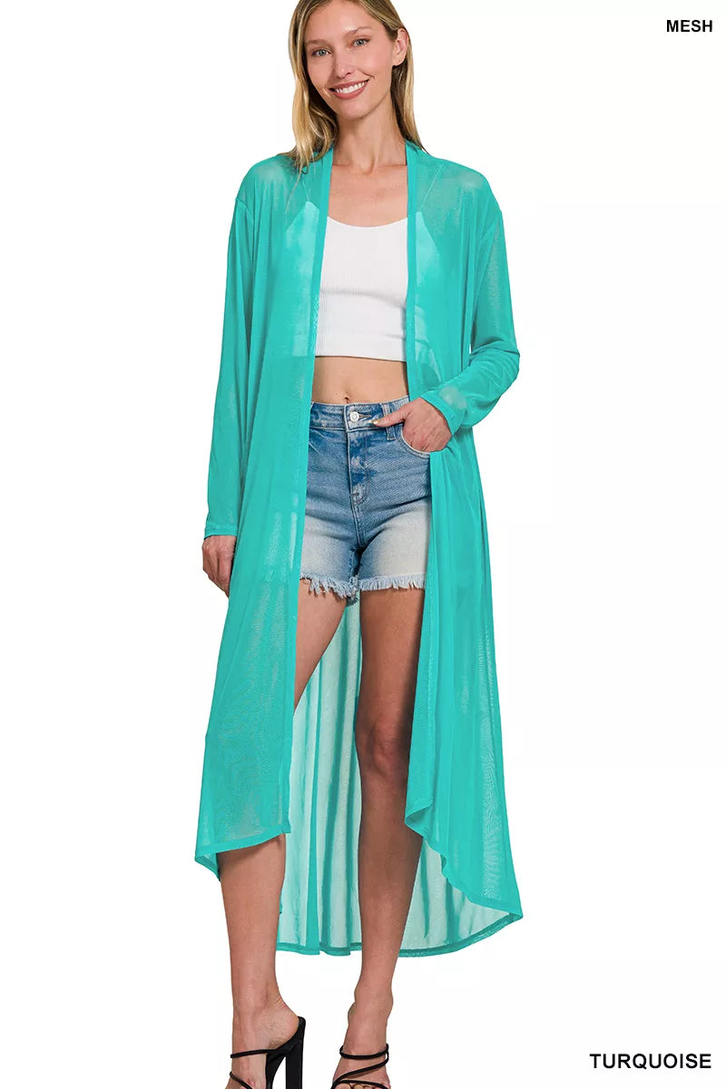 Mesh Open Front Cardigan with Long Sleeves Main image