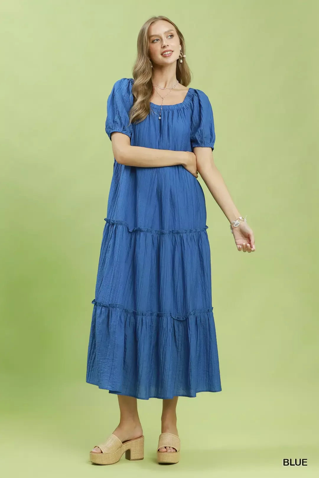 Umgee Textured Tiered Midi Dress Secondary image
