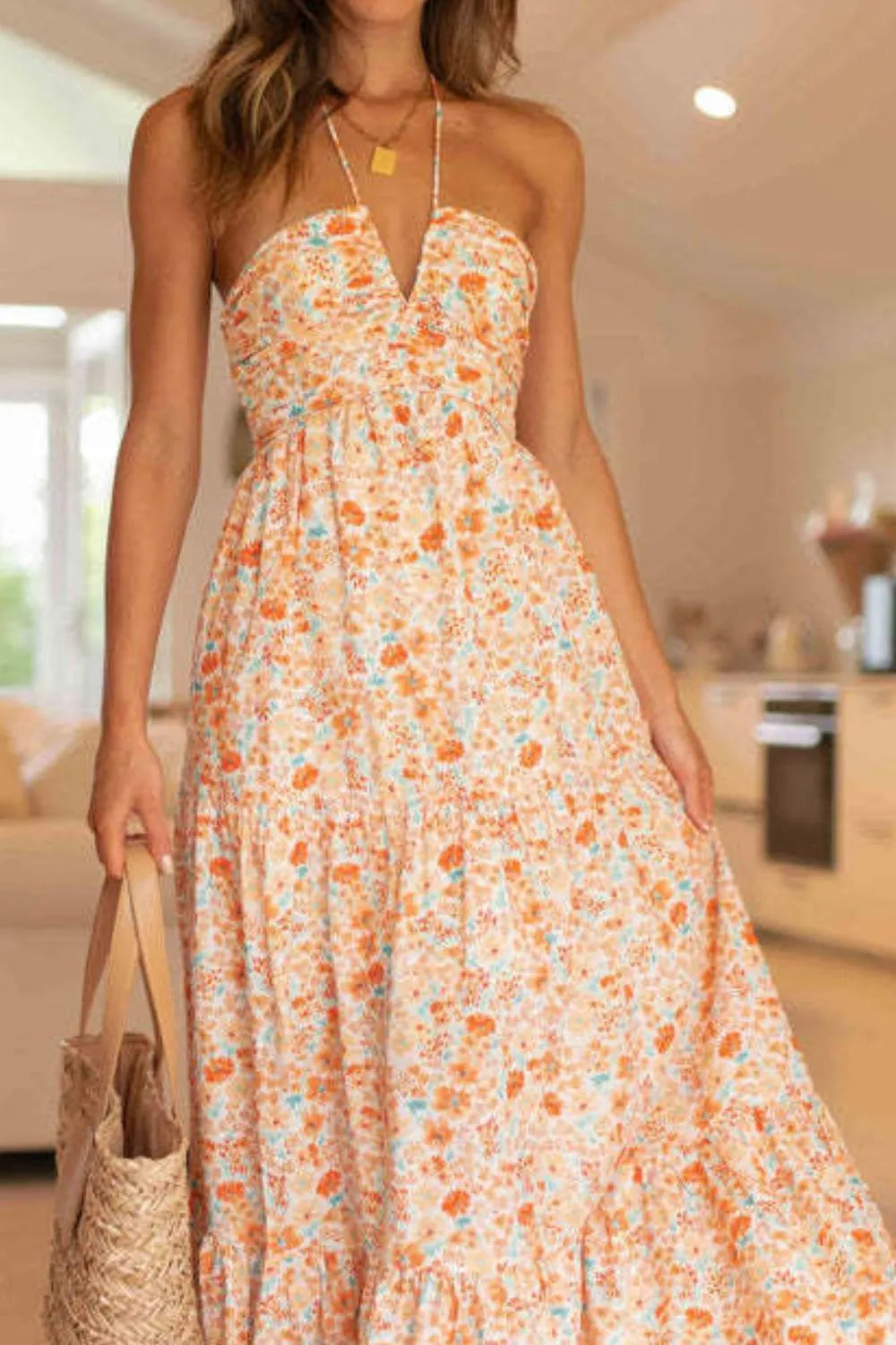 Floral Halter Neck Tiered Maxi Dress Secondary image