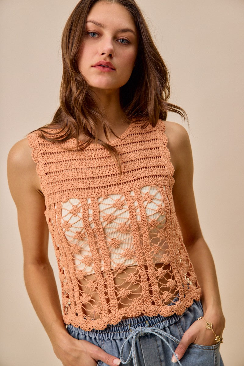 SO ME Crochet Knitted Lace Sweater Tank Top Secondary image