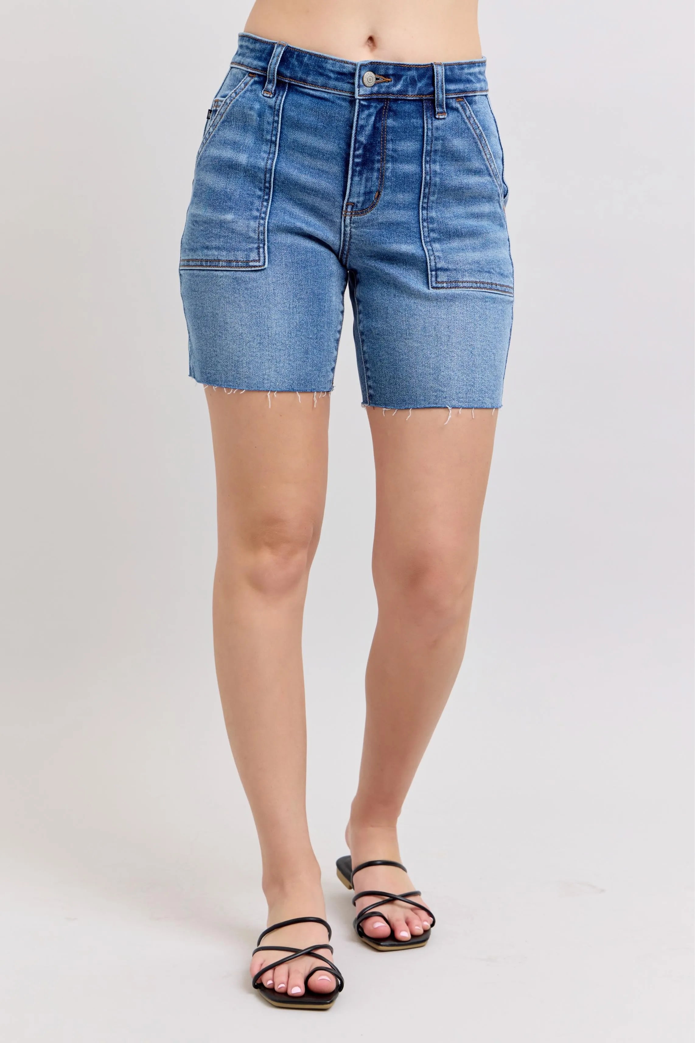 Judy Blue Full Size Mid Rise Bermudas Denim Shorts Secondary image
