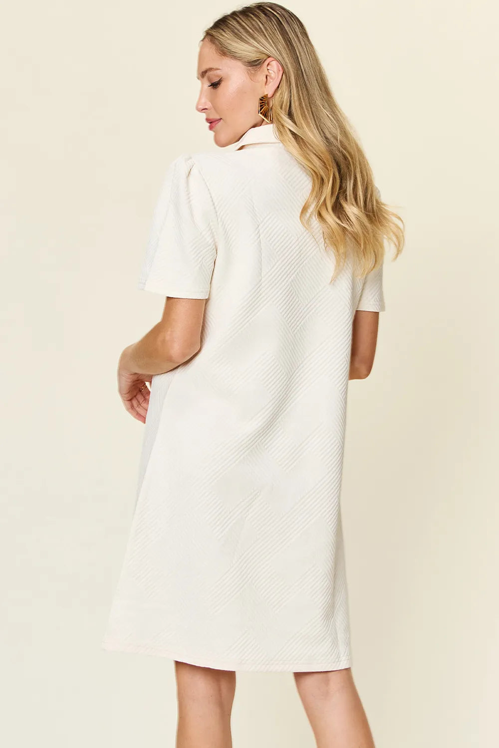Double Take Texture Collared Neck Short Sleeve Dress Secondary image