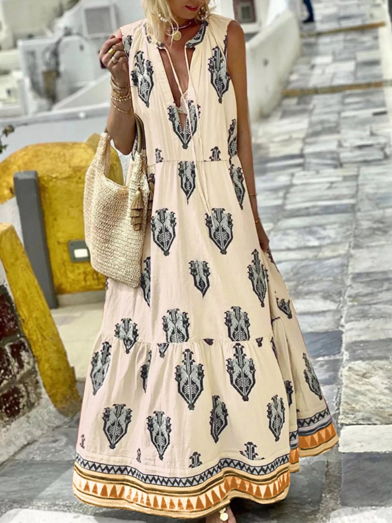 Printed Sleeveless Maxi Dress Secondary image