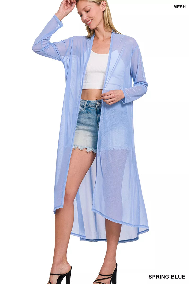 Mesh Open Front Cardigan with Long Sleeves Main image
