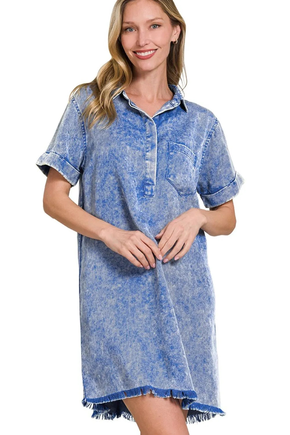 Zenana Tencel Mineral Washed Shirt Dress Secondary image