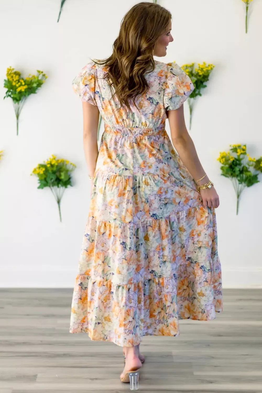 Floral Print Smocked Tiered Maxi Dress Secondary image