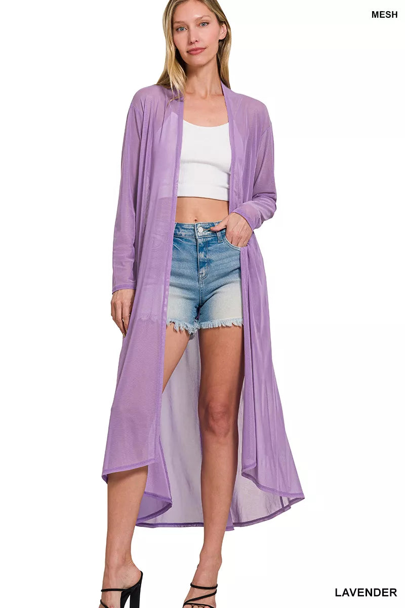 Mesh Open Front Cardigan with Long Sleeves Main image