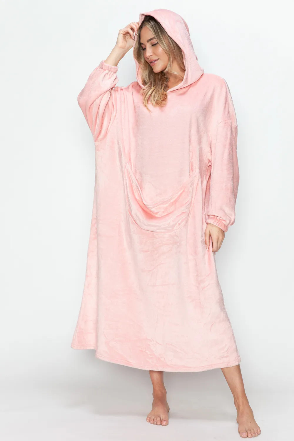 Double Take Pocketed Hooded Midi Dress Secondary image
