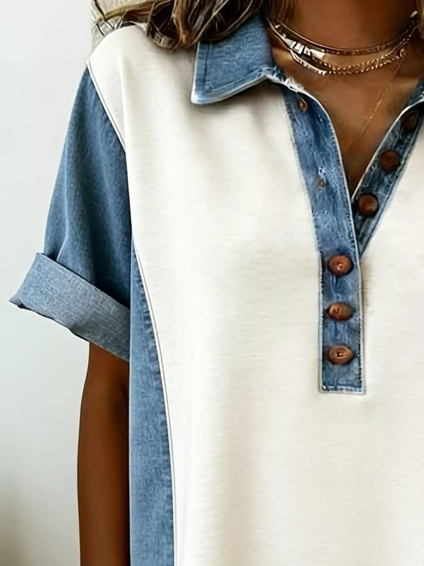 Denim Patchwork Mini Dress Secondary image