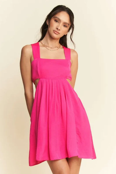 Washed Satin Cutout Mini Dress