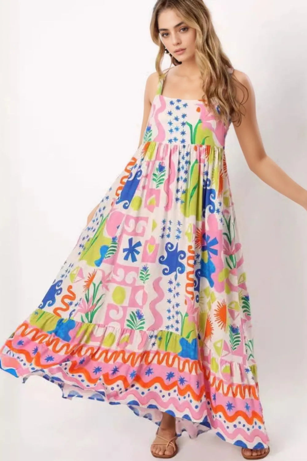 Floral Spaghetti Strap Summer Maxi Dress Secondary image