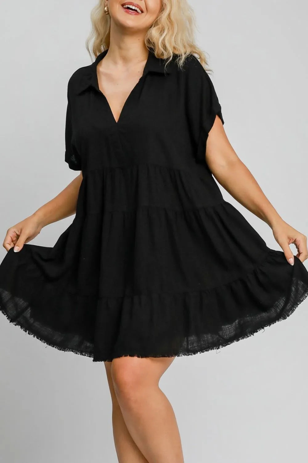 Umgee Plus Size Raw Hem Tiered Dress Secondary image