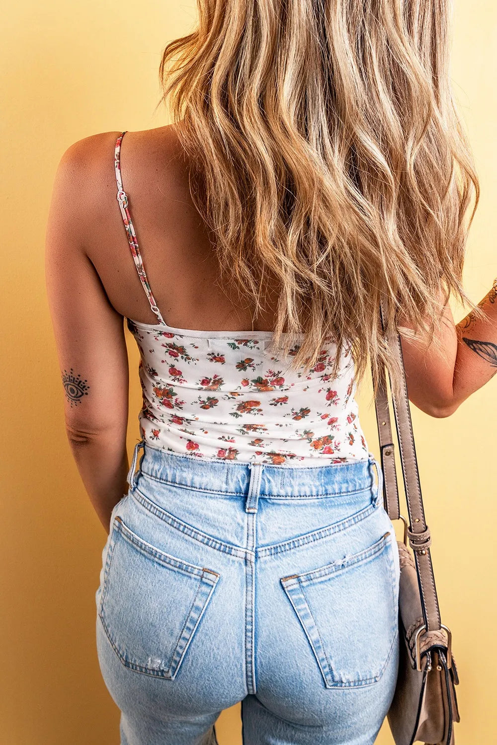Floral Frilled Trim Spaghetti Strap Bodysuit Secondary image