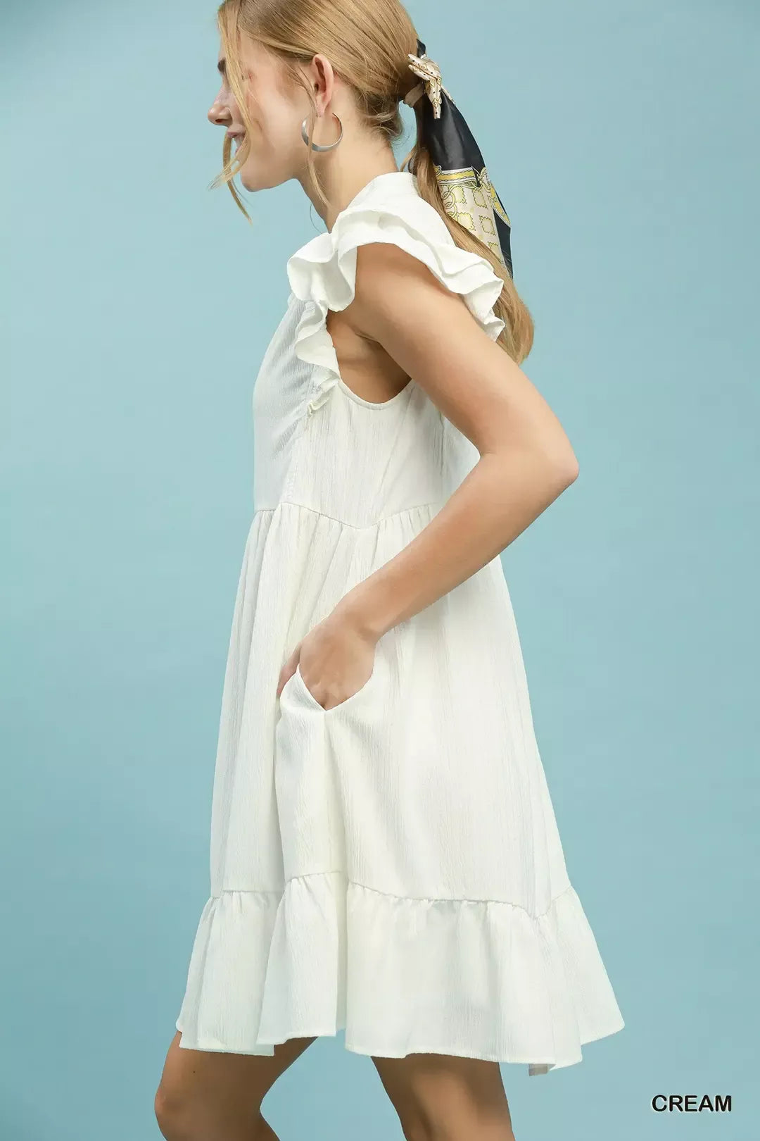 Umgee Ruffle Sleeve Babydoll Dress Secondary image