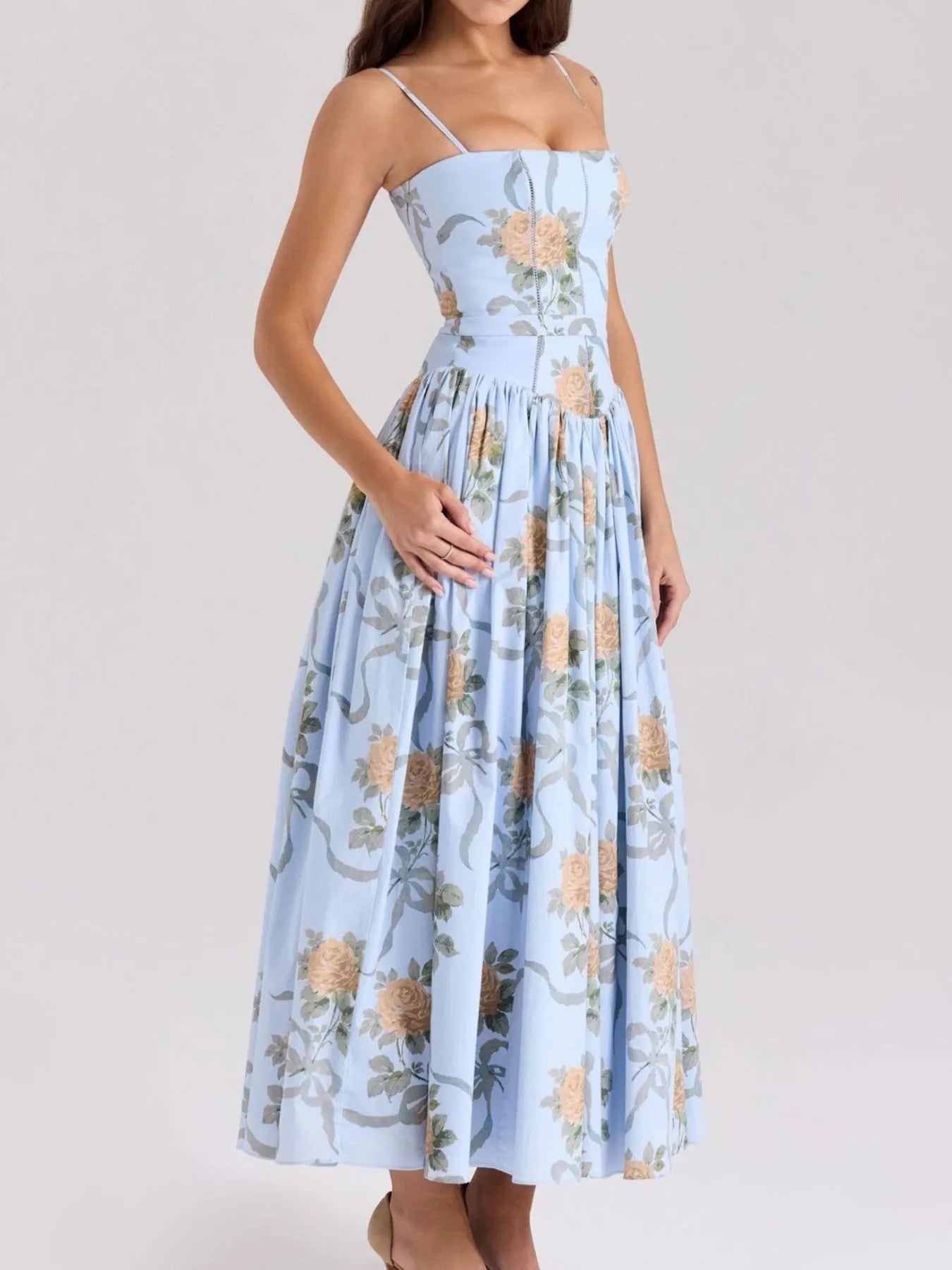 Floral Print Square Neck Cami Maxi Dress Secondary image