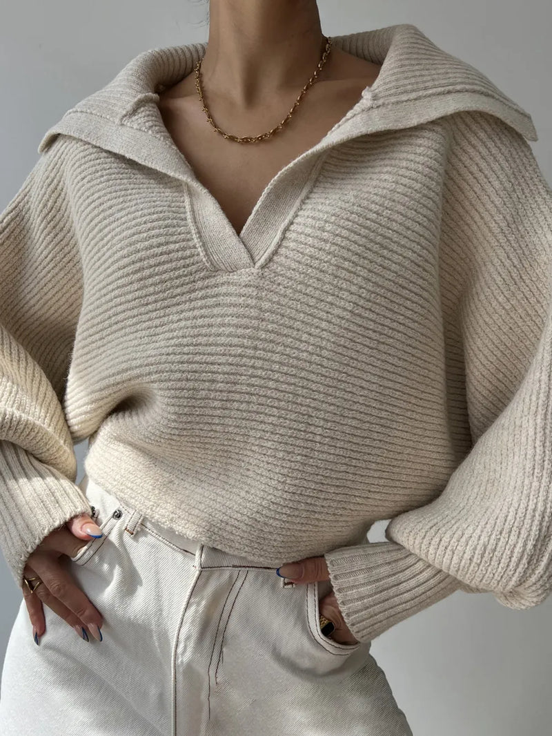 Johnny Collar Long Sleeve Sweater Cozy Fit Main image
