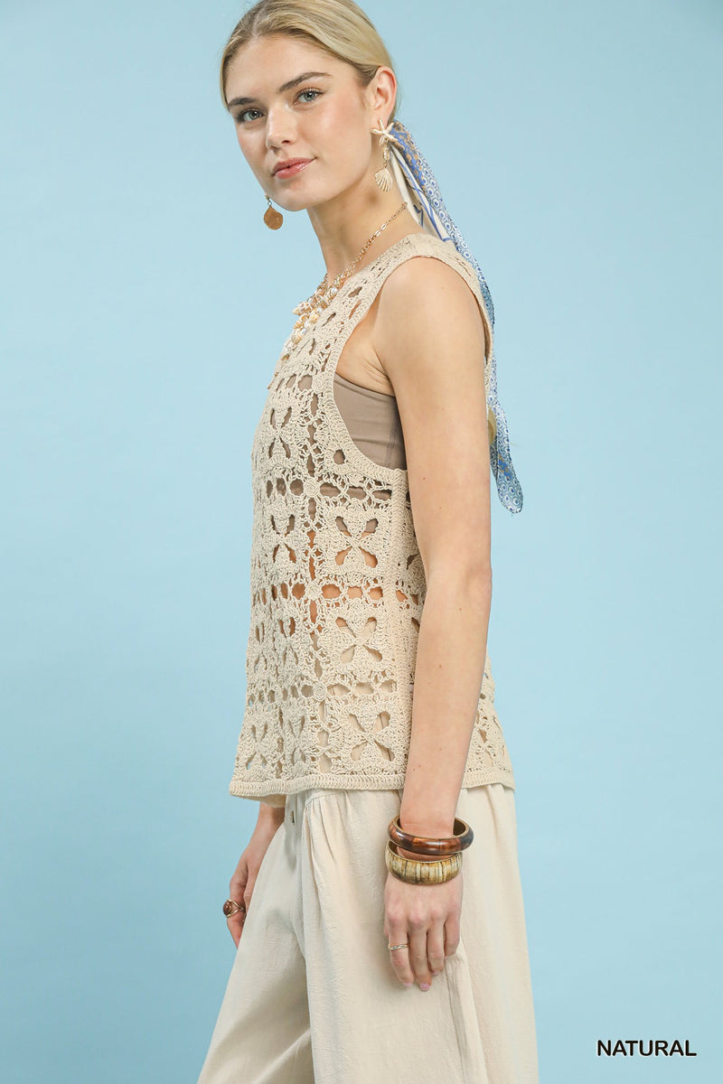 Crochet Flower Motif Sleeveless Tank Top Secondary image