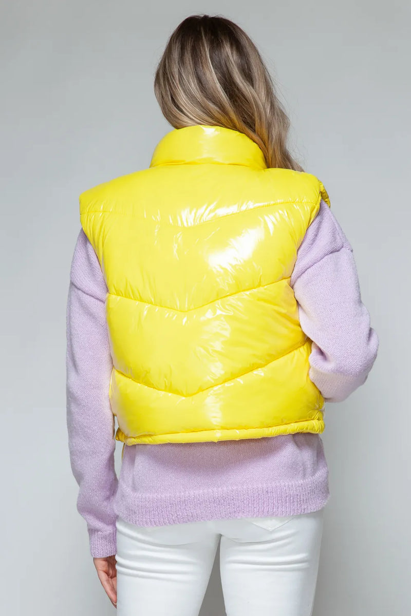 Shiny Quilted Zip-Up Turtleneck Vest Secondary image