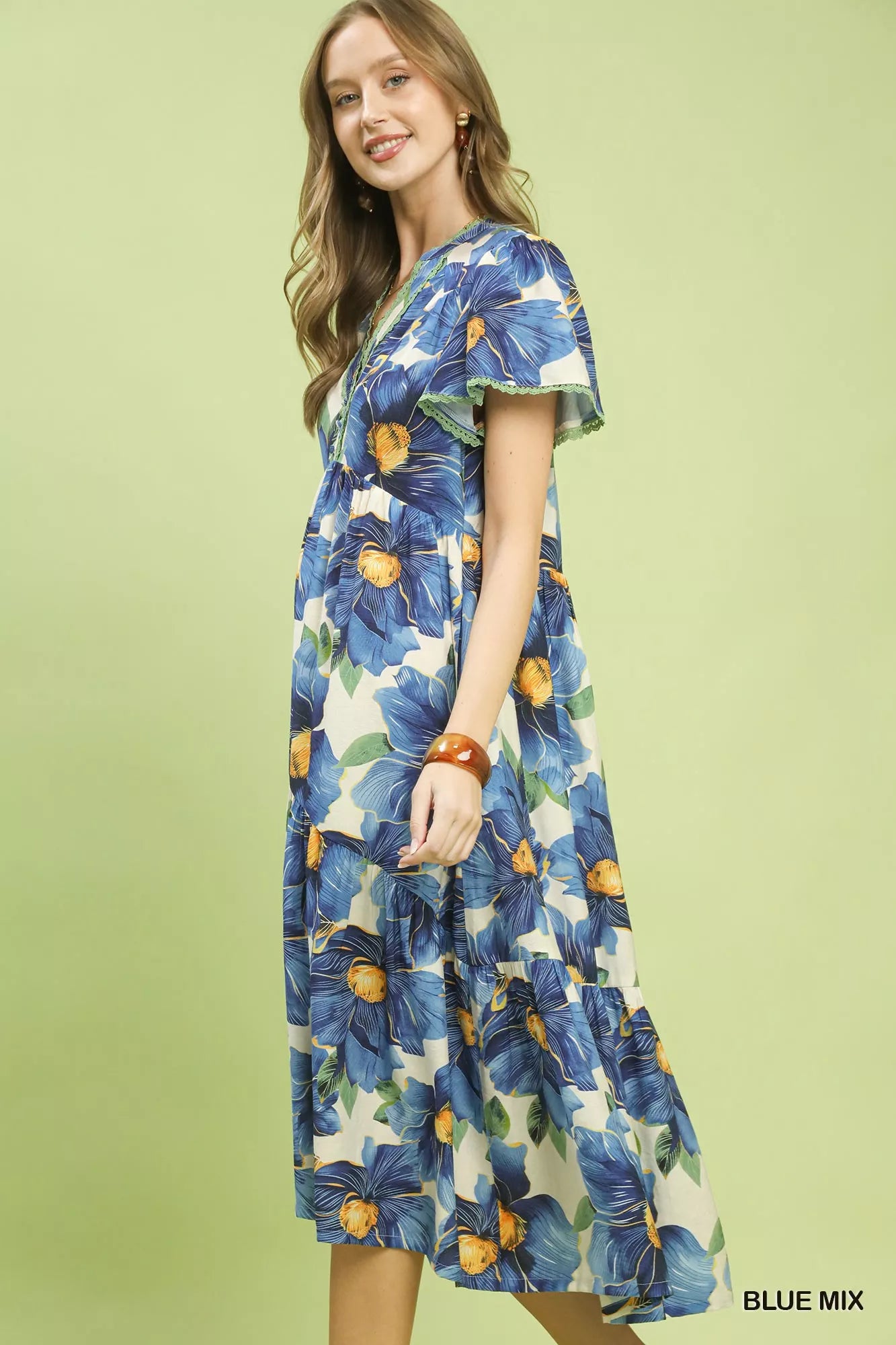 Umgee Tropical Floral V-Neck Dress Secondary image