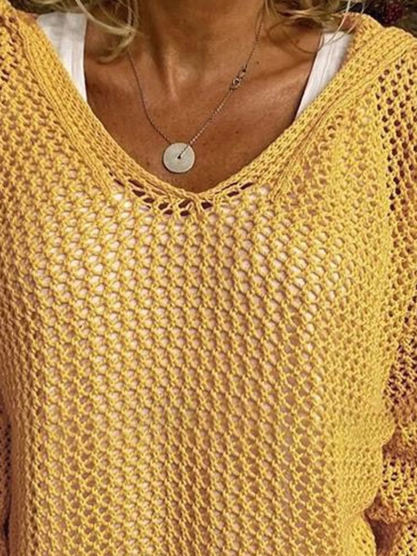 Openwork Long Sleeve Hooded Knit Cover Up Secondary image