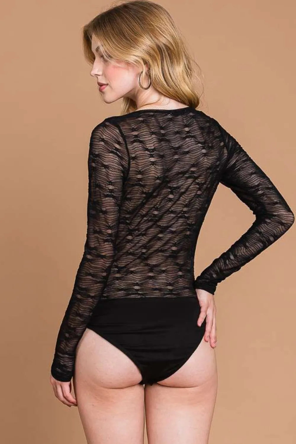 Culture Code Round Neck Mesh Perspective Bodysuit Secondary image