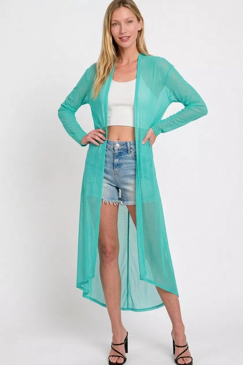 Mesh Open Front Cardigan with Long Sleeves Secondary image