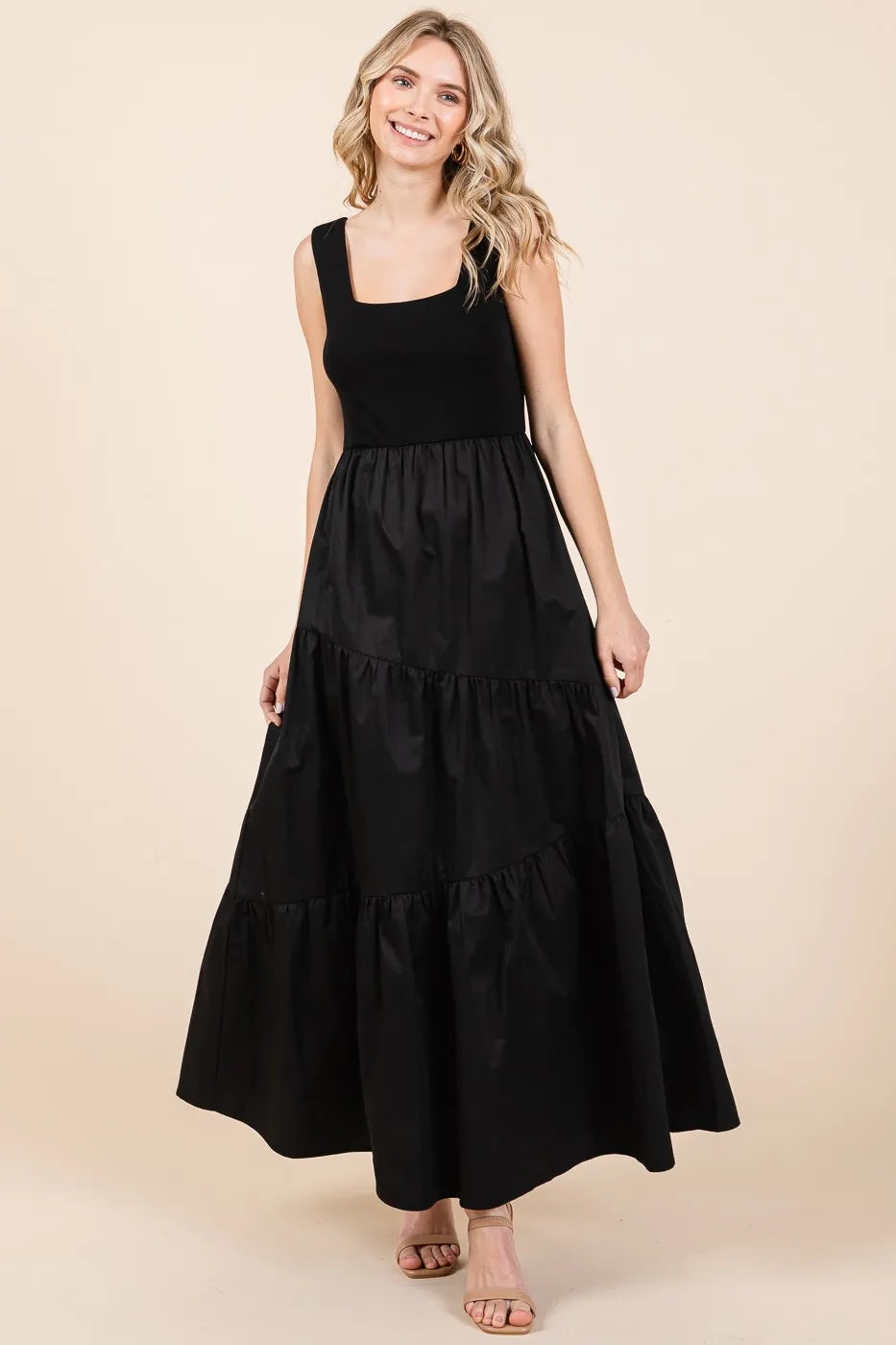 Mix Media Square Neck Maxi Dress Secondary image